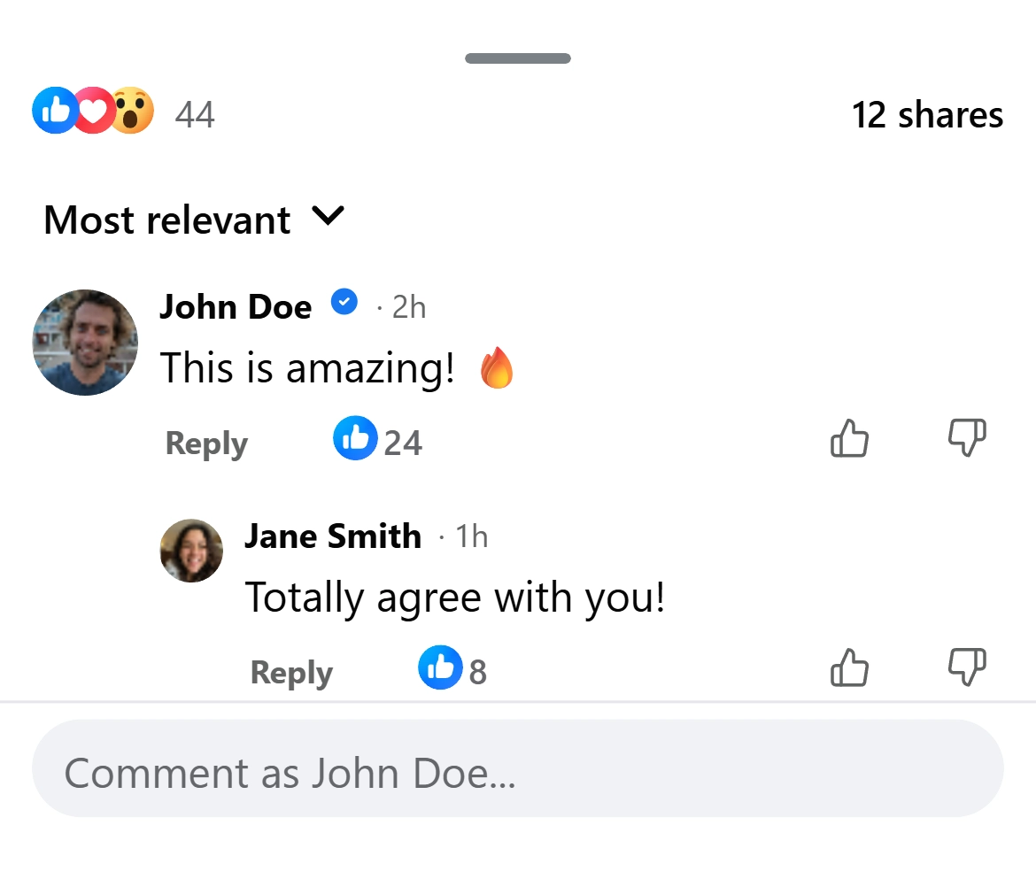 Facebook comment mockup generator — Semblr