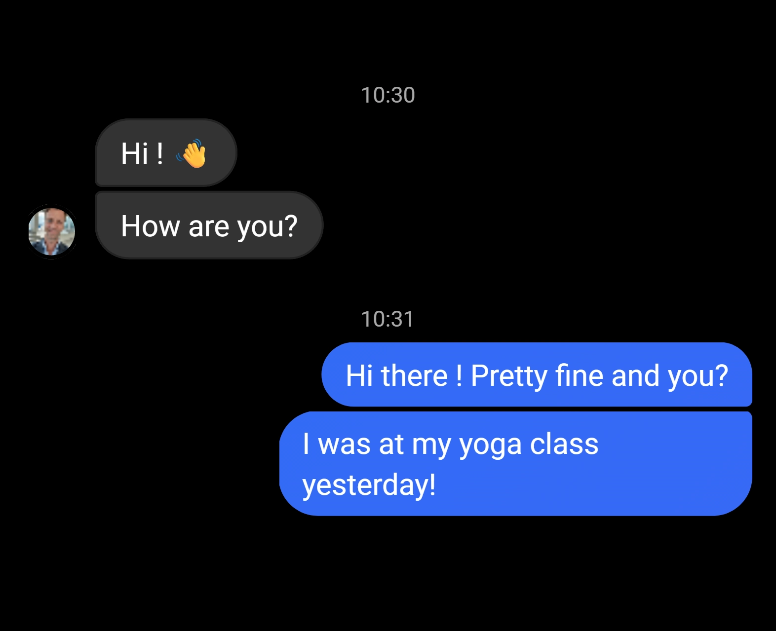 Messenger DM text bubbles mockup