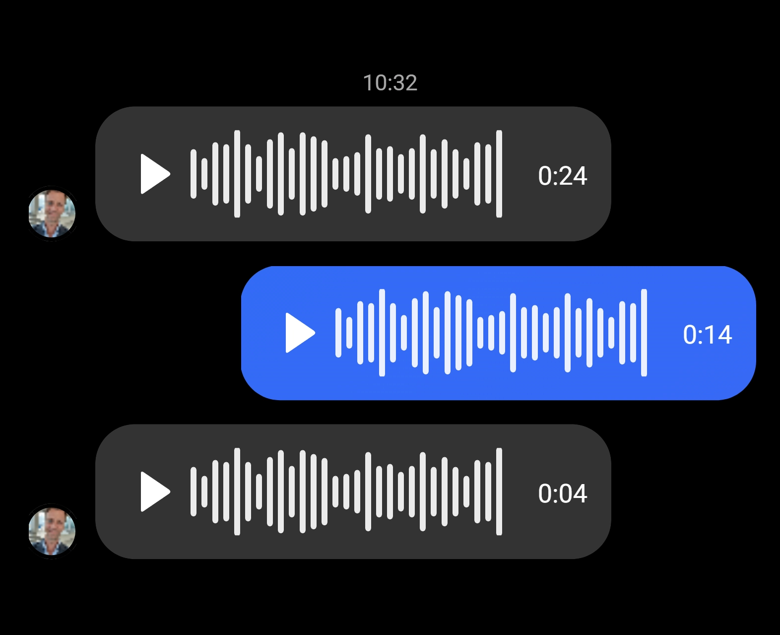 Messenger DM voice note waveform mockup